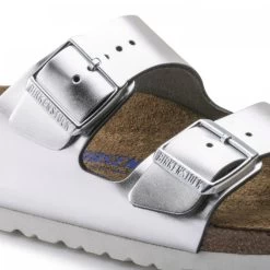 Birkenstock Women's Arizona Softbed Leather In Metallic Silver (Narrow Width) 11 Birkenstock Women's Arizona Softbed Leather In Metallic Silver (Narrow Width) -Style Walk Shop 1 0 1005961 detail 1 1100x