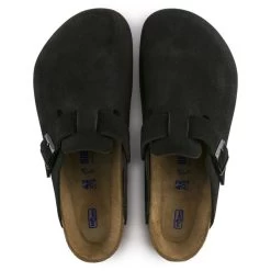 Birkenstock Boston Softbed Suede Leather In Black -Style Walk Shop 660471 3 1100x