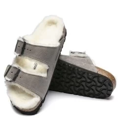 Birkenstock Women's Arizona Shearling In Stone Coin -Style Walk Shop BI 1017402 521W 3 1100x
