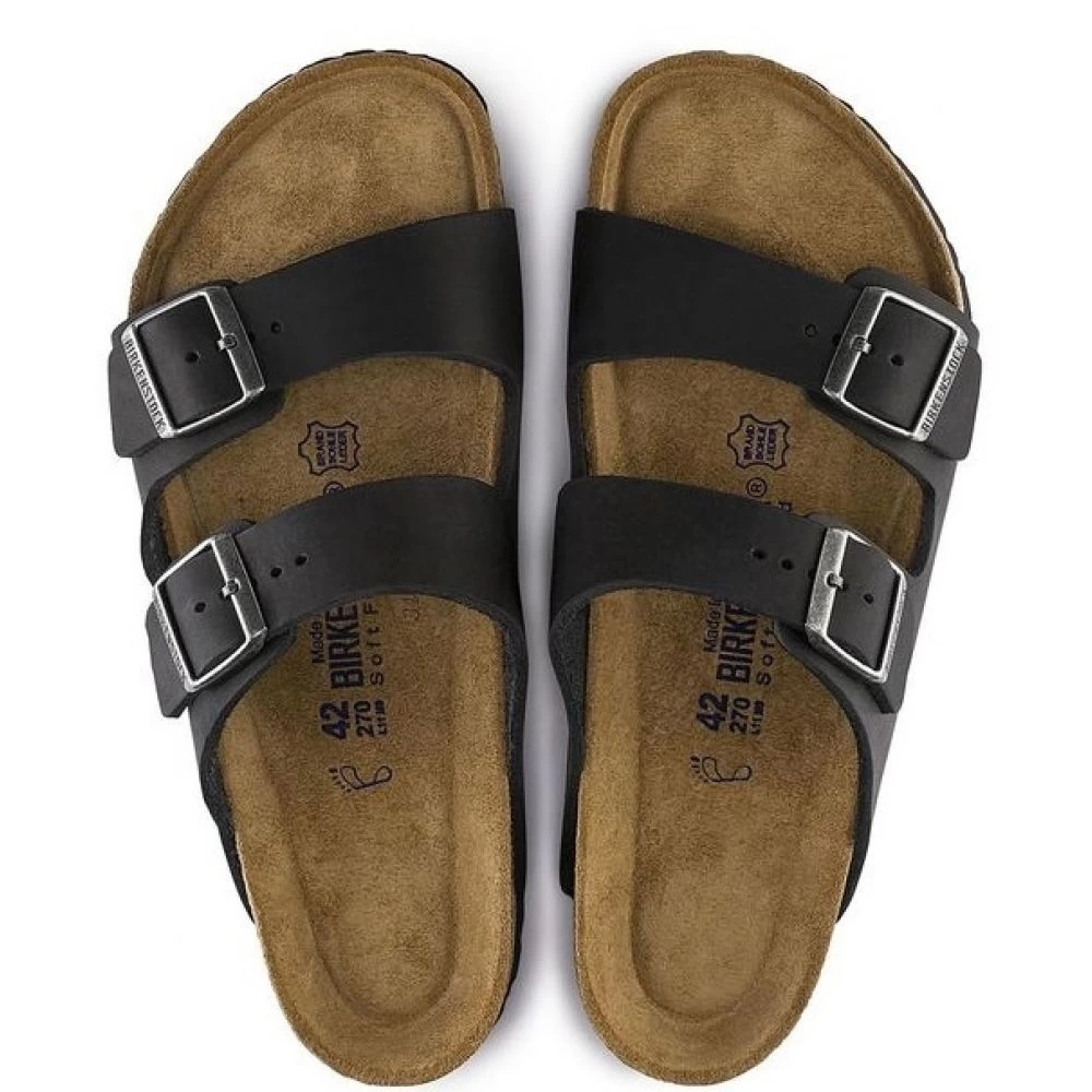 Birkenstock Arizona Softbed Oiled Leather In Black 6 Birkenstock Arizona Softbed Oiled Leather In Black - Image 4