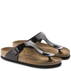 Birkenstock Gizeh Birko-Flor Patent In Black -Style Walk Shop b i birkenstock birko flor patent black 43663 3 1100x