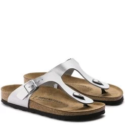 Birkenstock Gizeh Birko-Flor In Silver -Style Walk Shop b i birkenstock gizeh birk flor silver 43853 3 1100x
